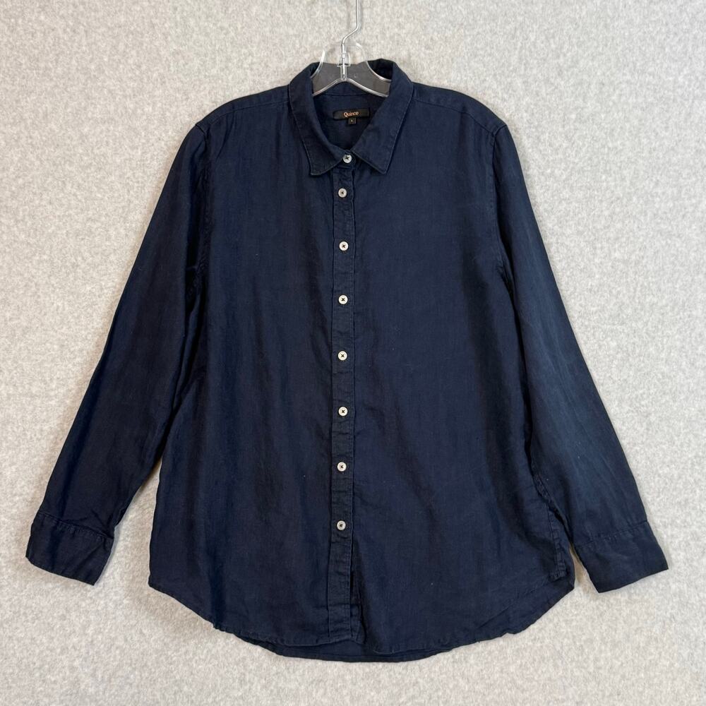 Quince 100% European Linen Long Sleeve Shirt Size L Minimalist Basic Capsule